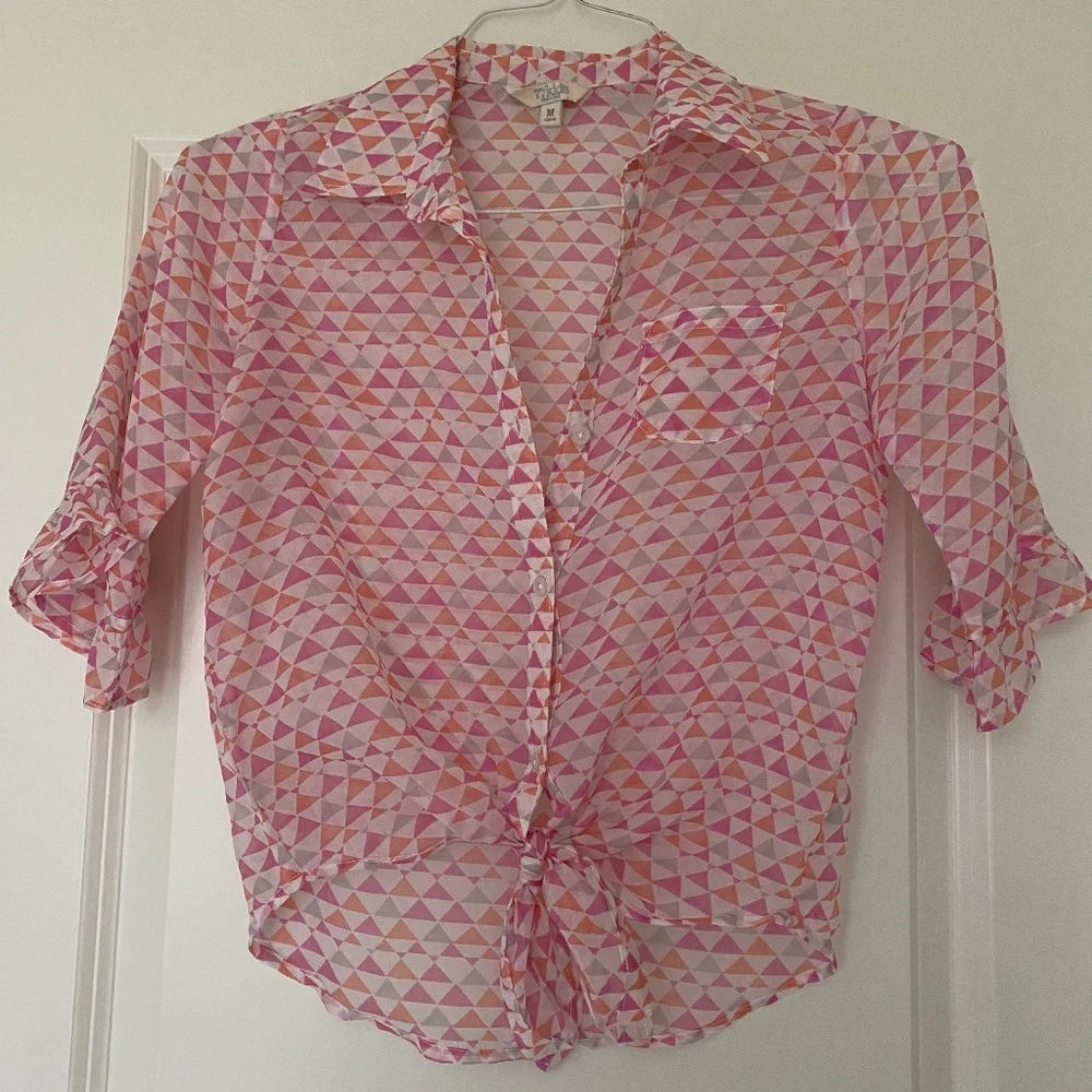 American Eagle Outfitters 77kids button up shirt sheer girls M